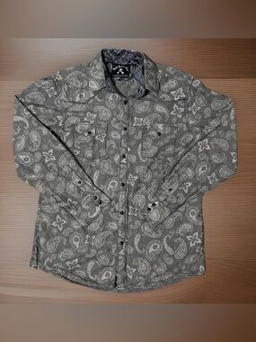 Rock Roll n Soul Men’s Large Paisley Long Sleeve Western Button-Up Shirt